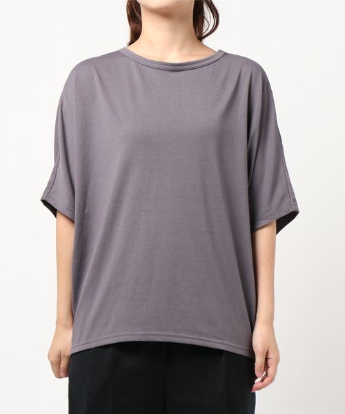 AMERICAN HOLIC(アメリカンホリック)の「バックタック5分袖カットプルオーバー *(Tシャツ/カットソー・レディース・アイボリー/パープル/チャコールグレー/ベージュ・L/M)」の1枚目の写真