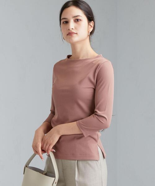 green label relaxing(グリーンレーベルリラクシング)の「FFC リブ スタンド ネック プルオーバー カットソー(Tシャツ/カットソー・レディース・オレンジ系その他/ブラック/ベージュ/ダークブラウン・FREE)」の4枚目の写真