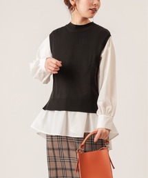 natural couture | 【WEB限定】バックリボンベスト×シャツセット(アンサンブル)