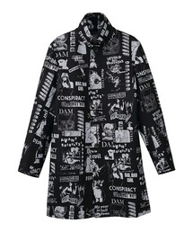 HYSTERIC GLAMOUR | DESTROY ALL MONSTERS/CULT DAM PATTERN柄 スタンドカラーコート(ステンカラーコート)