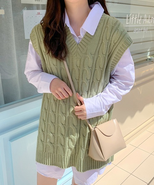 SONA（ソナ）の「SONYUNARA 大きめツイストベスト（ベスト・レディース・ライトグリーン/オレンジ/グレー/スカイブルー/ネイビー/ライトベージュ・FREE）」の7枚目の写真