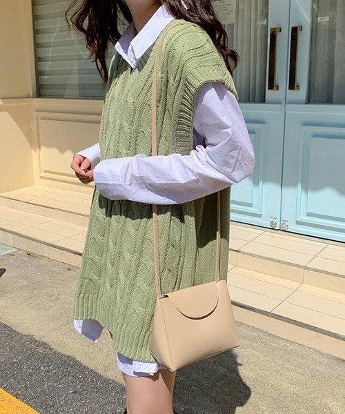 SONA（ソナ）の「SONYUNARA 大きめツイストベスト（ベスト・レディース・ライトグリーン/オレンジ/グレー/スカイブルー/ネイビー/ライトベージュ・FREE）」の8枚目の写真