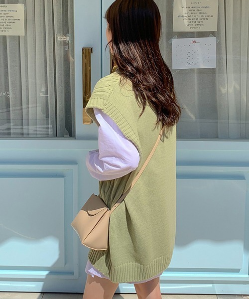 SONA（ソナ）の「SONYUNARA 大きめツイストベスト（ベスト・レディース・ライトグリーン/オレンジ/グレー/スカイブルー/ネイビー/ライトベージュ・FREE）」の9枚目の写真