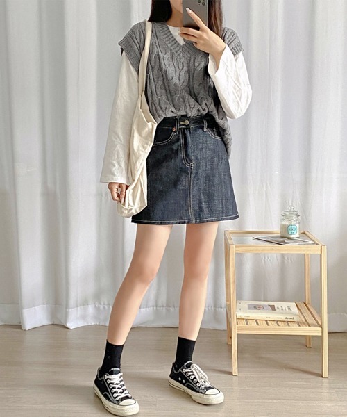 SONA（ソナ）の「SONYUNARA 大きめツイストベスト（ベスト・レディース・ライトグリーン/オレンジ/グレー/スカイブルー/ネイビー/ライトベージュ・FREE）」の14枚目の写真