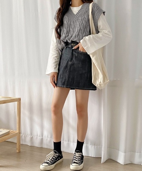 SONA（ソナ）の「SONYUNARA 大きめツイストベスト（ベスト・レディース・ライトグリーン/オレンジ/グレー/スカイブルー/ネイビー/ライトベージュ・FREE）」の22枚目の写真