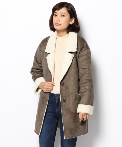 DISCOAT（ディスコート）の「【SUZANNE×Discoat】コラボムートンテーラーコート（ムートンコート・レディース・カーキ/キャメル/ネイビー・LARGE/MEDIUM）」の15枚目の写真