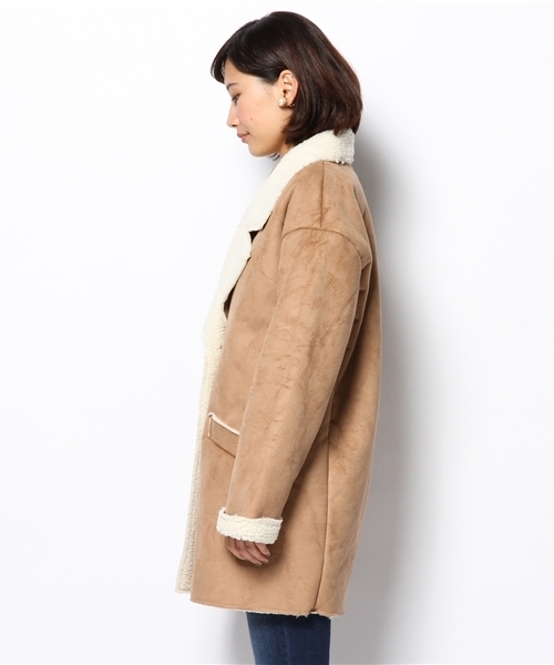 DISCOAT（ディスコート）の「【SUZANNE×Discoat】コラボムートンテーラーコート（ムートンコート・レディース・カーキ/キャメル/ネイビー・LARGE/MEDIUM）」の5枚目の写真