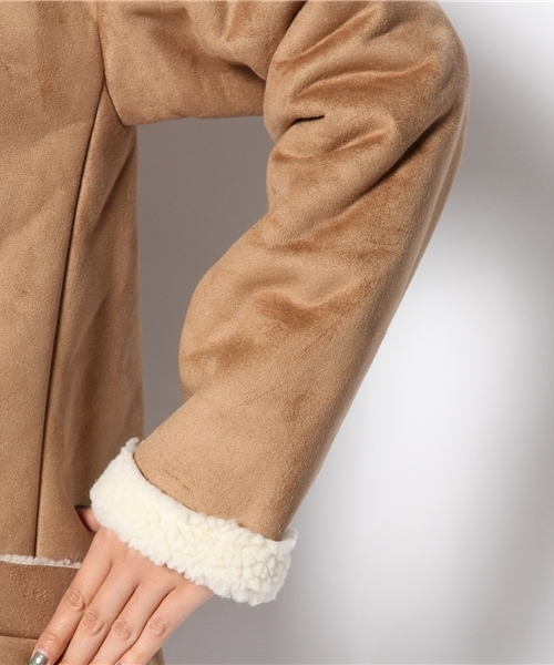 DISCOAT（ディスコート）の「【SUZANNE×Discoat】コラボムートンテーラーコート（ムートンコート・レディース・カーキ/キャメル/ネイビー・LARGE/MEDIUM）」の9枚目の写真