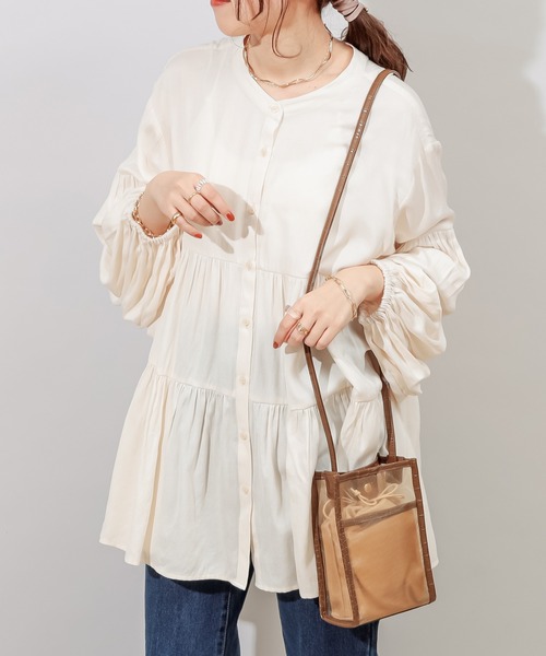 DISCOAT（ディスコート）の「チュールスクエアショルダーバッグ（ショルダーバッグ・レディース・ベージュ/ブラック・FREE）」の9枚目の写真