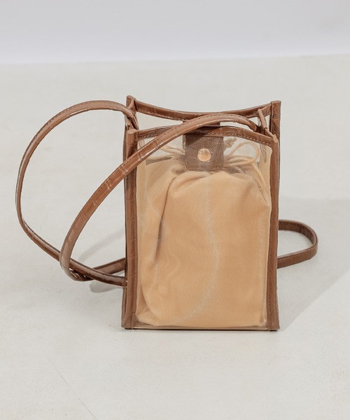 DISCOAT（ディスコート）の「チュールスクエアショルダーバッグ（ショルダーバッグ・レディース・ベージュ/ブラック・FREE）」の8枚目の写真