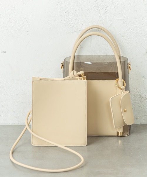 mystic（ミスティック）の「クリア3セットバッグ（ショルダーバッグ・レディース・ベージュ/オリーブ/ピンク・FREE）」の7枚目の写真