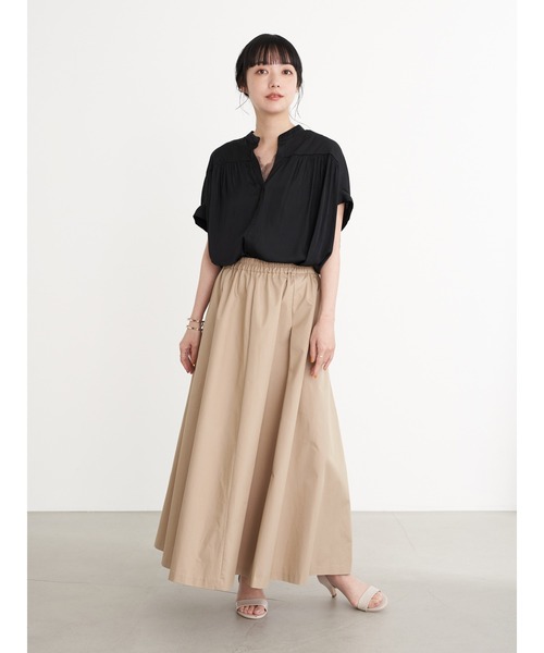 earth music&ecology（アースミュージックアンドエコロジー）の「釦フレアスカート ＊（スカート・レディース・ベージュ/ネイビー/キャメル・FREE）」の10枚目の写真