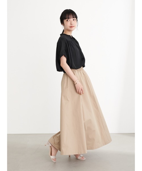 earth music&ecology（アースミュージックアンドエコロジー）の「釦フレアスカート ＊（スカート・レディース・ベージュ/ネイビー/キャメル・FREE）」の5枚目の写真