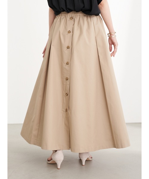 earth music&ecology（アースミュージックアンドエコロジー）の「釦フレアスカート ＊（スカート・レディース・ベージュ/ネイビー/キャメル・FREE）」の6枚目の写真