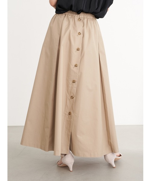 earth music&ecology（アースミュージックアンドエコロジー）の「釦フレアスカート ＊（スカート・レディース・ベージュ/ネイビー/キャメル・FREE）」の8枚目の写真