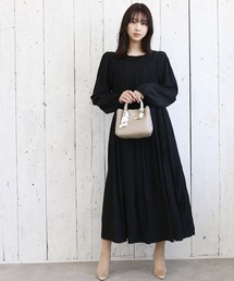 ウエストシャーリングロングワンピース