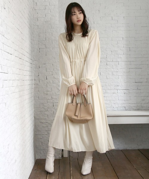 Roomy's（ルーミーズ）の「ウエストシャーリングロングワンピース（ワンピース・レディース・ブラック/ピンク/ベージュ・FREE）」の14枚目の写真