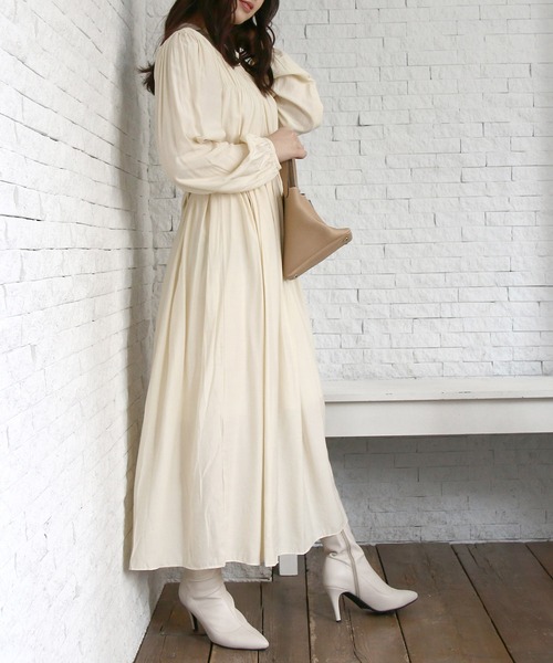 Roomy's（ルーミーズ）の「ウエストシャーリングロングワンピース（ワンピース・レディース・ブラック/ピンク/ベージュ・FREE）」の17枚目の写真