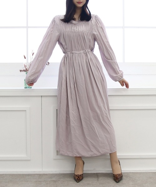 Roomy's（ルーミーズ）の「ウエストシャーリングロングワンピース（ワンピース・レディース・ブラック/ピンク/ベージュ・FREE）」の21枚目の写真