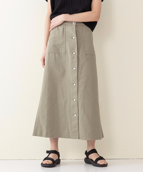 INNOCENT BLUE（イノセントブルー）の「【innocent blue/イノセントブルー】バックレースアップスカート（セミフレアロングスカート）（スカート・レディース・ブルー/サンドベージュ/アイボリー/ワンウォッシュ/カーキ/ブラック・MEDIUM）」の5枚目の写真