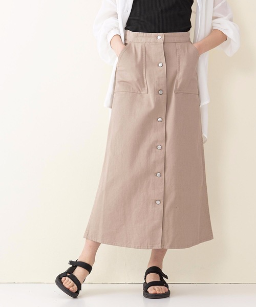 INNOCENT BLUE（イノセントブルー）の「【innocent blue/イノセントブルー】バックレースアップスカート（セミフレアロングスカート）（スカート・レディース・ブルー/サンドベージュ/アイボリー/ワンウォッシュ/カーキ/ブラック・MEDIUM）」の3枚目の写真