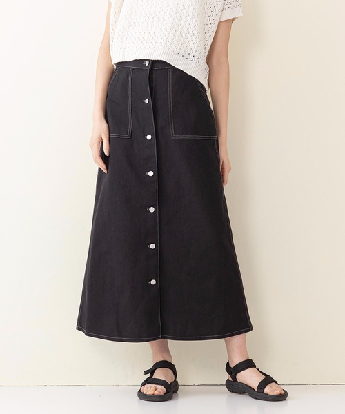 INNOCENT BLUE（イノセントブルー）の「【innocent blue/イノセントブルー】バックレースアップスカート（セミフレアロングスカート）（スカート・レディース・ブルー/サンドベージュ/アイボリー/ワンウォッシュ/カーキ/ブラック・MEDIUM）」の2枚目の写真