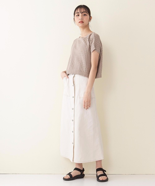 INNOCENT BLUE（イノセントブルー）の「【innocent blue/イノセントブルー】バックレースアップスカート（セミフレアロングスカート）（スカート・レディース・ブルー/サンドベージュ/アイボリー/ワンウォッシュ/カーキ/ブラック・MEDIUM）」の18枚目の写真