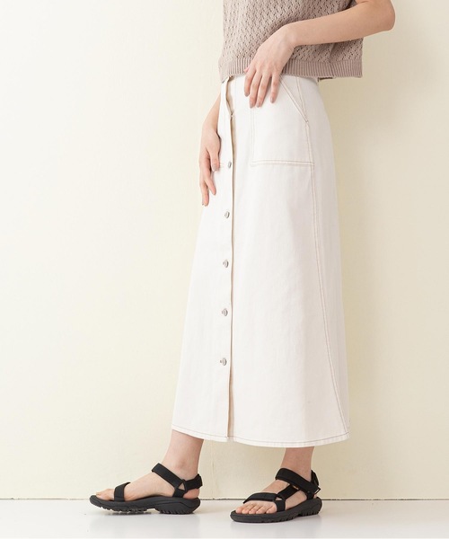 INNOCENT BLUE（イノセントブルー）の「【innocent blue/イノセントブルー】バックレースアップスカート（セミフレアロングスカート）（スカート・レディース・ブルー/サンドベージュ/アイボリー/ワンウォッシュ/カーキ/ブラック・MEDIUM）」の21枚目の写真