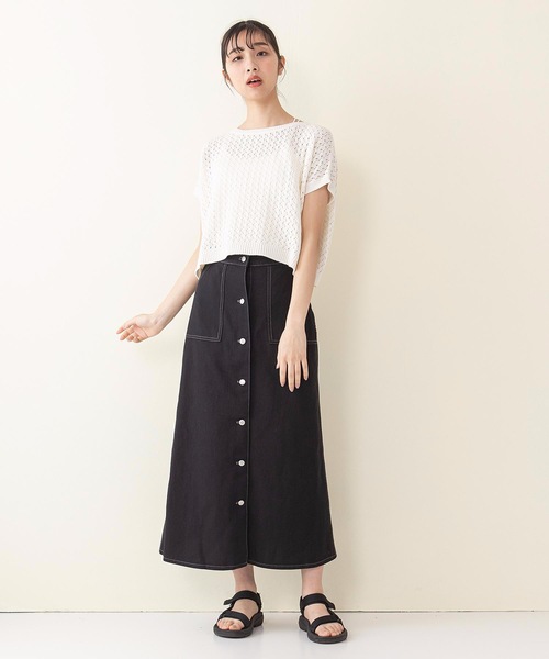 INNOCENT BLUE（イノセントブルー）の「【innocent blue/イノセントブルー】バックレースアップスカート（セミフレアロングスカート）（スカート・レディース・ブルー/サンドベージュ/アイボリー/ワンウォッシュ/カーキ/ブラック・MEDIUM）」の9枚目の写真