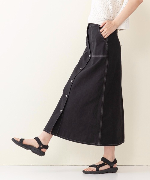 INNOCENT BLUE（イノセントブルー）の「【innocent blue/イノセントブルー】バックレースアップスカート（セミフレアロングスカート）（スカート・レディース・ブルー/サンドベージュ/アイボリー/ワンウォッシュ/カーキ/ブラック・MEDIUM）」の10枚目の写真