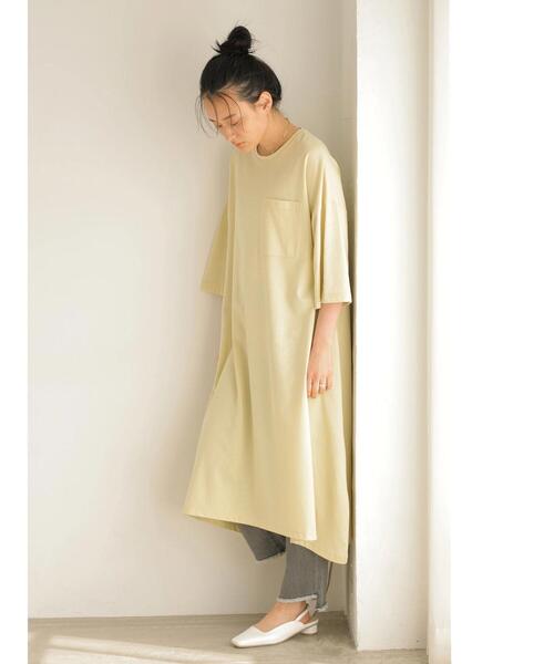 AMERICAN HOLIC（アメリカンホリック）の「ポケット付きカットフレアワンピース（ワンピース・レディース・ブラック/ライトイエロー/オフホワイト/カーキ・MEDIUM/LARGE）」の7枚目の写真