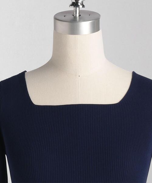 LOEFF(ロエフ)の「<LOEFF(ロエフ)> HT CTN スクエアネック リブニット(ニット/セーター・レディース・ブラック/ネイビー・FREE)」の3枚目の写真