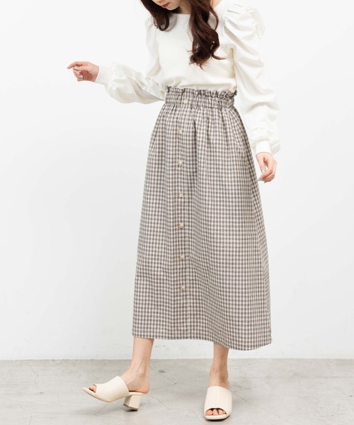 WEGO（ウィゴー）の「WEGO/前ボタンロングスカート（スカート・レディース・オフホワイト/ベージュ系その他・FREE）」の4枚目の写真