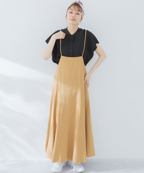 URBAN RESEARCH Sonny Label（アーバンリサーチサニーレーベル）の「リネン混サス付きフレアワンピース（ワンピース・レディース・ベージュ系その他/ブラック/キャメル・FREE）」の6枚目の写真