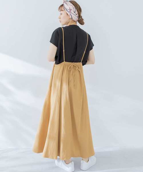 URBAN RESEARCH Sonny Label（アーバンリサーチサニーレーベル）の「リネン混サス付きフレアワンピース（ワンピース・レディース・ベージュ系その他/ブラック/キャメル・FREE）」の7枚目の写真