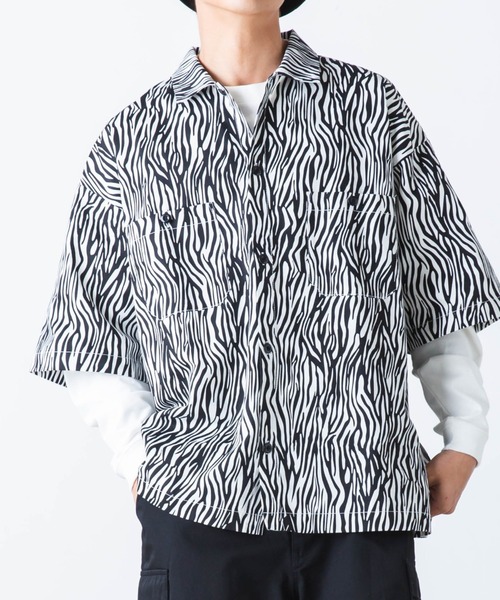 WEGO(ウィゴー)の「WEGO/半袖ワークシャツ(シャツ/ブラウス・メンズ・ホワイト/ブラック/ダークグリーン/ベージュ/その他1/その他2・MEDIUM/LARGE)」の6枚目の写真