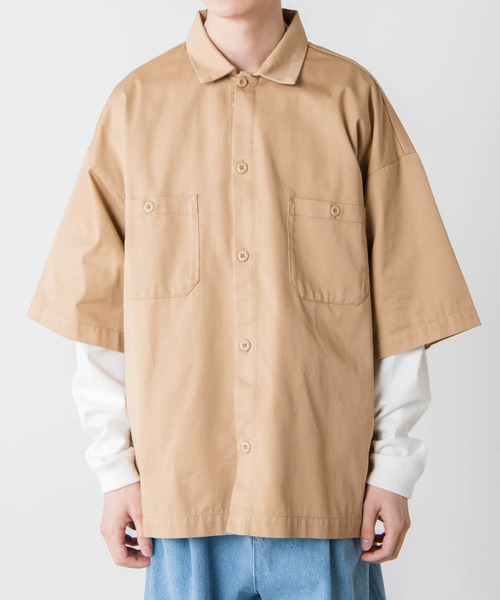 WEGO(ウィゴー)の「WEGO/半袖ワークシャツ(シャツ/ブラウス・メンズ・ホワイト/ブラック/ダークグリーン/ベージュ/その他1/その他2・MEDIUM/LARGE)」の13枚目の写真