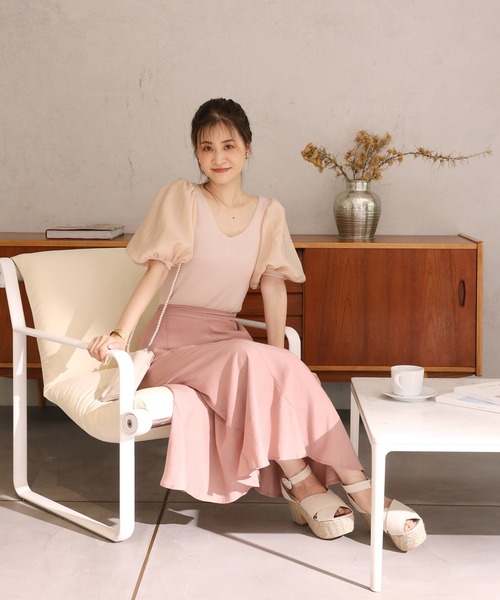 Cherie chuu（シェリーチュウ）の「【Cherie chuu】バックリボン袖コンシャスサマーニット（ニット/セーター・レディース・ブラック/ベージュ/ピンクベージュ・FREE）」の19枚目の写真