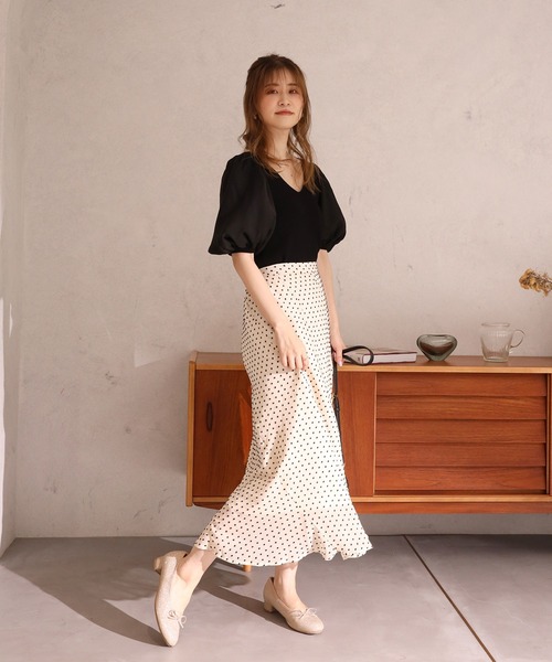 Cherie chuu（シェリーチュウ）の「【Cherie chuu】バックリボン袖コンシャスサマーニット（ニット/セーター・レディース・ブラック/ベージュ/ピンクベージュ・FREE）」の13枚目の写真