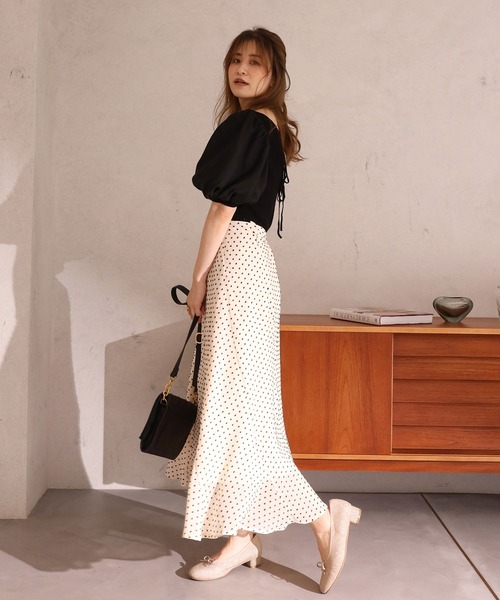 Cherie chuu（シェリーチュウ）の「【Cherie chuu】バックリボン袖コンシャスサマーニット（ニット/セーター・レディース・ブラック/ベージュ/ピンクベージュ・FREE）」の9枚目の写真