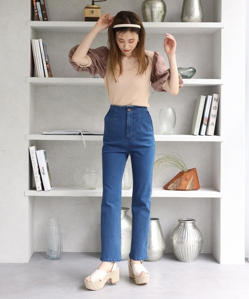 Cherie chuu（シェリーチュウ）の「【Cherie chuu】バックリボン袖コンシャスサマーニット（ニット/セーター・レディース・ブラック/ベージュ/ピンクベージュ・FREE）」の10枚目の写真