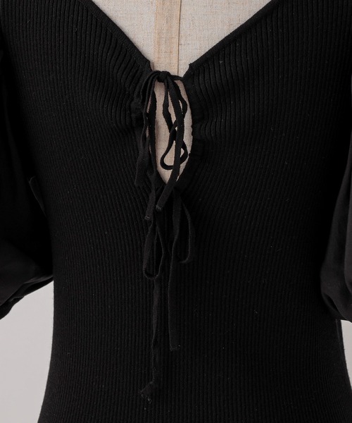 Cherie chuu（シェリーチュウ）の「【Cherie chuu】バックリボン袖コンシャスサマーニット（ニット/セーター・レディース・ブラック/ベージュ/ピンクベージュ・FREE）」の11枚目の写真