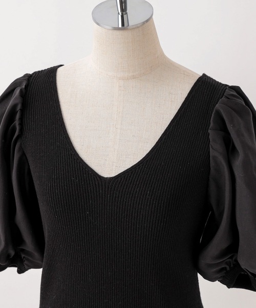 Cherie chuu（シェリーチュウ）の「【Cherie chuu】バックリボン袖コンシャスサマーニット（ニット/セーター・レディース・ブラック/ベージュ/ピンクベージュ・FREE）」の22枚目の写真