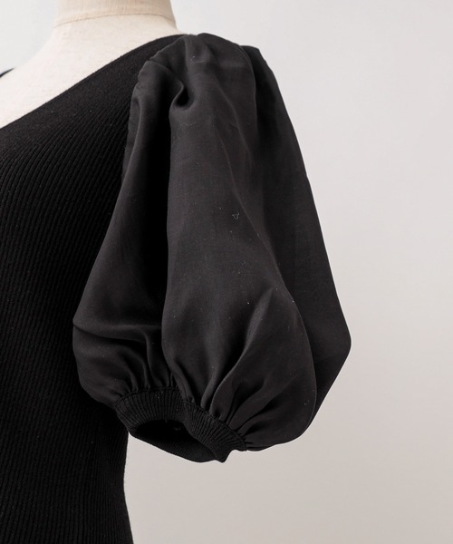 Cherie chuu（シェリーチュウ）の「【Cherie chuu】バックリボン袖コンシャスサマーニット（ニット/セーター・レディース・ブラック/ベージュ/ピンクベージュ・FREE）」の15枚目の写真