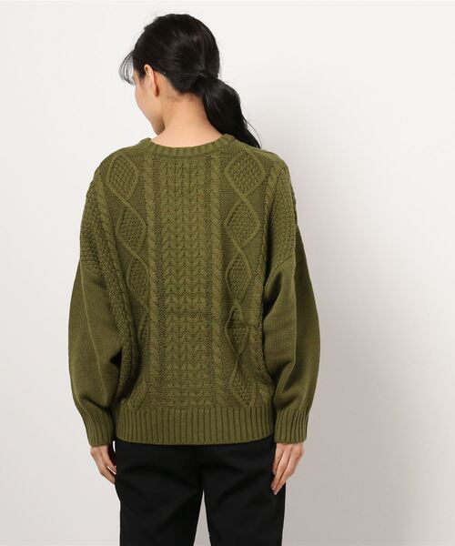 Bling Leads（ブリングリーズ）の「《Bling leads》ケーブルクルーネックニット（ニット/セーター・レディース・グレー/カーキ/グレイッシュベージュ/ブラック/ベージュ/パープル/アイボリー/ダークブラウン・FREE）」の10枚目の写真