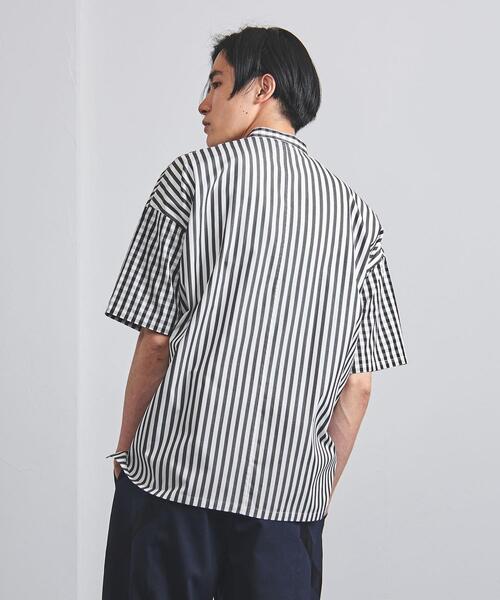 EN ROUTE(アンルート)の「<EN ROUTE(アンルート)> ギンガムチェック×ストライプ バンドカラー ショートスリーブ シャツ(シャツ/ブラウス・メンズ・ブラック/ネイビー・1/2/3)」の9枚目の写真