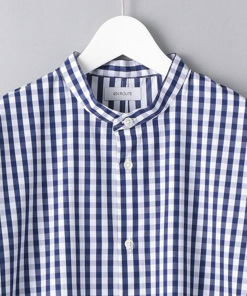 EN ROUTE(アンルート)の「<EN ROUTE(アンルート)> ギンガムチェック×ストライプ バンドカラー ショートスリーブ シャツ(シャツ/ブラウス・メンズ・ブラック/ネイビー・1/2/3)」の10枚目の写真