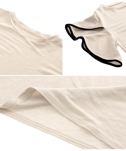 Alluge（アルージュ）の「パイピングフレアースリーブプルオーバー（Tシャツ/カットソー・レディース・ブラック/グレイッシュベージュ・FREE）」の12枚目の写真