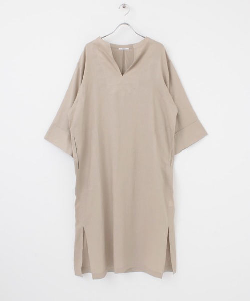 URBAN RESEARCH DOORS(アーバンリサーチドアーズ)の「ORCIVAL LINEN DRESS(ワンピース・レディース・ベージュ/ピンク・1)」の4枚目の写真