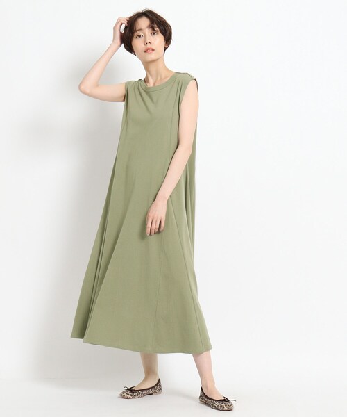 JET(ジェット)の「◆【ウォッシャブル】ドライタッチ天竺フレアワンピース(ワンピース・レディース・ブラック/カーキ/ピンク系・04)」の3枚目の写真